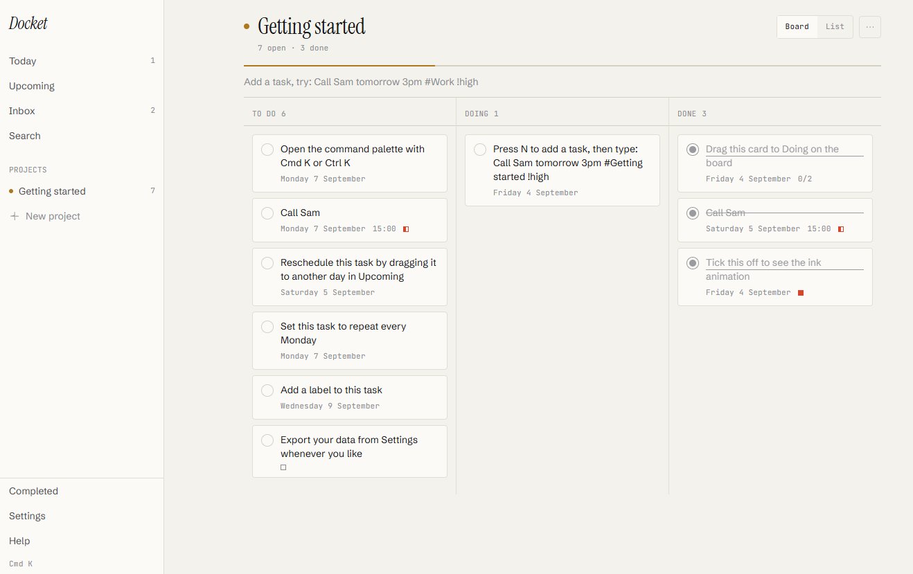 Docket Project Planner preview